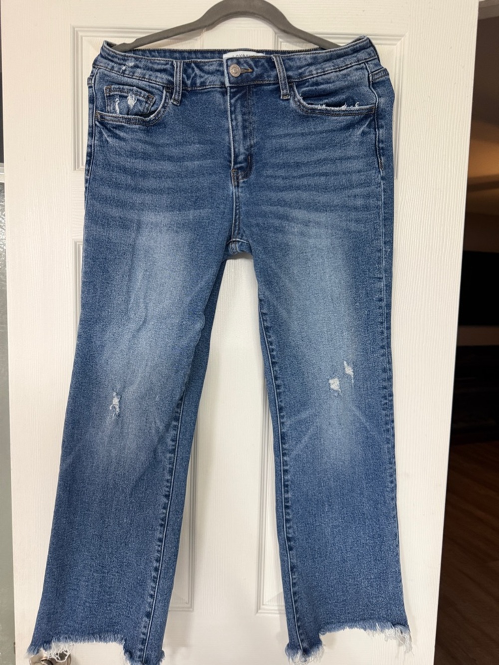 Women's Lovervet Distressed Mid-Blue Denim Jeans